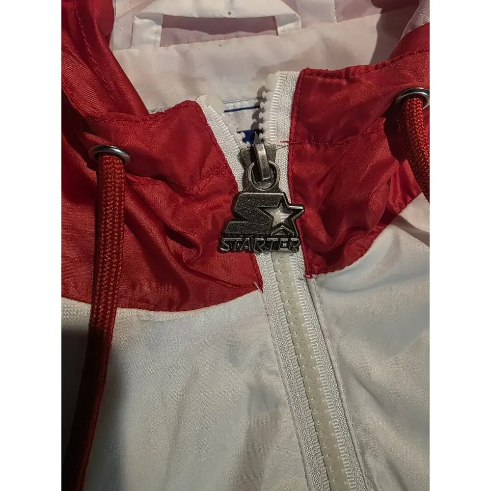 VINTAGE Nebraska Huskers Starter Jacket Mens Red White Black Hooded Windbreaker